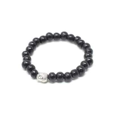 Cuentas de madera oscura y brazalete Buddah