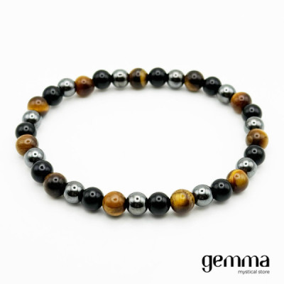 Pulseira Tripla Protecão - pedra facetada - Gemma - Loja de Cristais 100% Naturais Pulseira Tripla Protecão - pedra facetada - Gemma - Loja de Cristais 100% Naturais