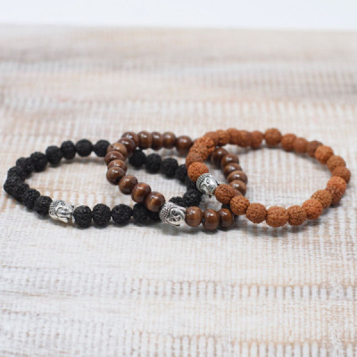 Pulseira Buddah com Contas Castanhas | Elegância e Estilo
