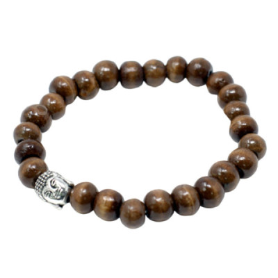 Pulseira Buddah com Contas Castanhas | Elegância e Estilo