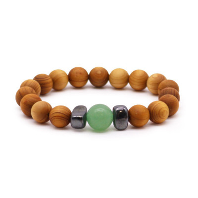 Pulseira de Cedro Chakra Sacro com Aventurina Verde