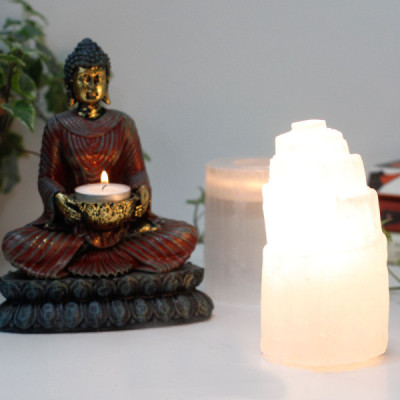 Lâmpada Torre de Selenita 15cm | Decoração Natural