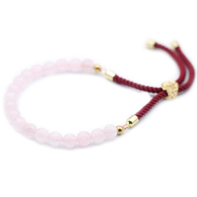 Pulseira de fio bordô com Quartzo Rosa – Elegância e charme