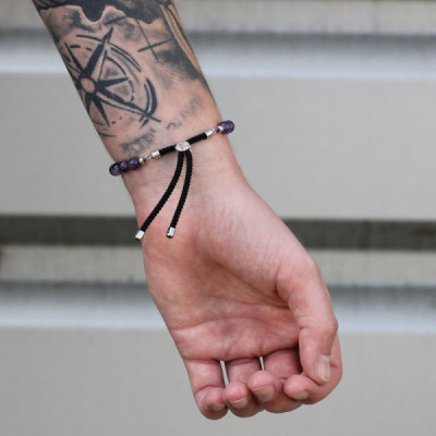 Pulseira de Fio Cinzento com Jaspe Dálmata