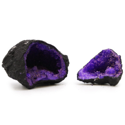 Geodas de Calcita Colorida Roxo | Pedra Negra Decorativa