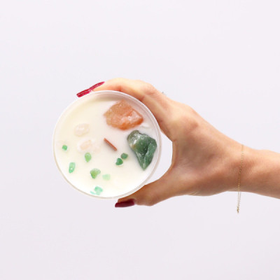 Vela de Cristal Chakra do Coração – Quartzo Rosa & Jade