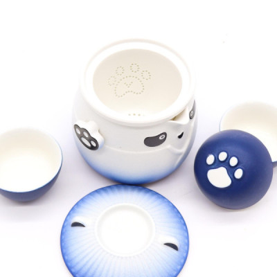 Conjunto de Chá Panda Azul Céu com 3 Chávenas