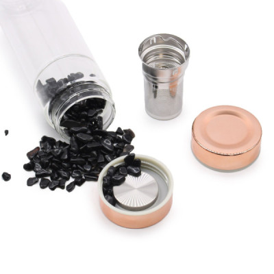 Garrafa de Vidro para Chá Ouro Rosa Onyx