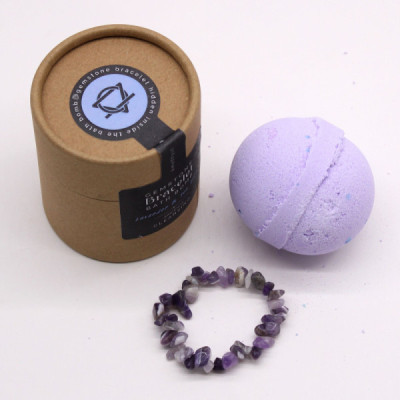 Bomba de Banho com Pulseira de Ametista – Lavanda & Árvore do Chá