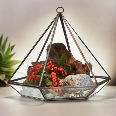 Terrário de Vidro Grande Diamante - Decoração Moderna