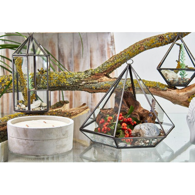 Terrário de Vidro Grande Diamante - Decoração Moderna