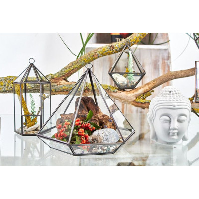 Terrário de Vidro Grande Diamante - Decoração Moderna