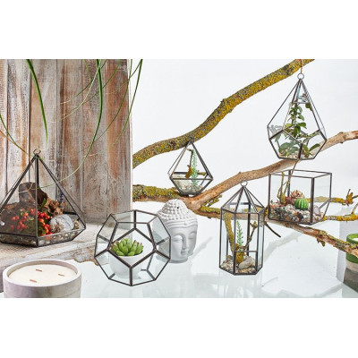 Terrário de Vidro Octogonal Grande - Decoração Moderna