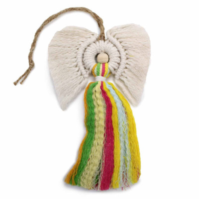 Anjo de Macramé Arco-íris – Decoração Artesanal
