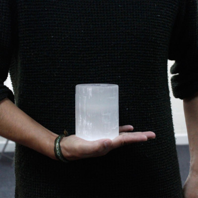 Candelabro de Selenita Cilíndrico 10 cm | Decoração Elegante