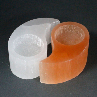 Candelabro de Selenite Yin Yang – Elegância Natural