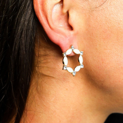 Brincos Vintage de Cristal com Aro e Pérola