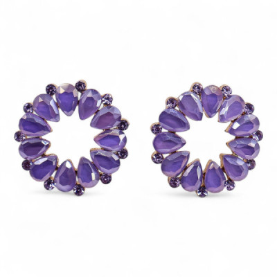 Brincos Vintage de Cristal Lavanda - Argola Elegante