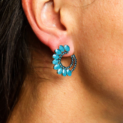 Brincos de Cristal Vintage Verde Turquesa | Argola Elegante