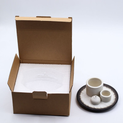 Suporte Cerâmico Mandala para Palo Santo e Incenso Branco e Cinzento