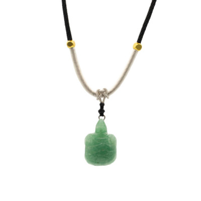 Collar de cuerda Colgante de piedra preciosa - Tortuga de jade