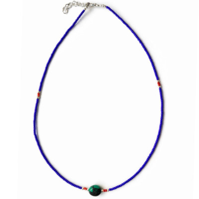 Colgante fino de lapislázuli y turquesa de Nepal - collar (42 cm)