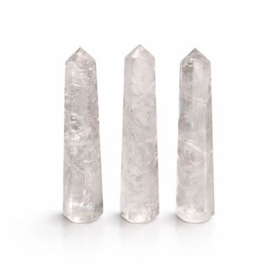 Punta de obelisco de seis caras de piedra preciosa aprox. 11 cm - Cuarzo claro