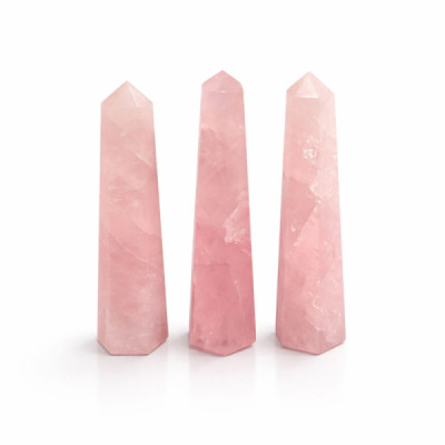 Punta obelisco de seis caras de piedra preciosa aprox. 11 cm - cuarzo rosa