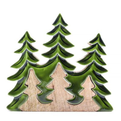 Decoração 3D em Madeira - Três Árvores - 20x23 cm