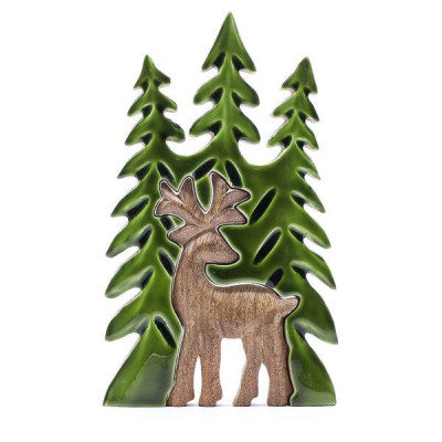 Decoração 3D em Madeira – Ciervo na Floresta 25x15cm