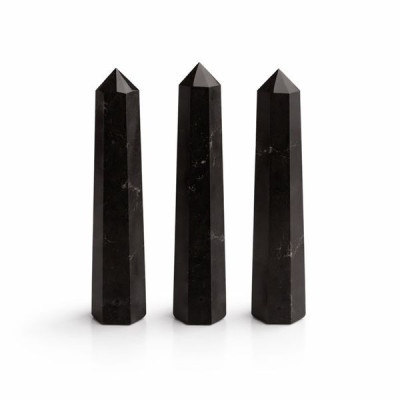 Punta obelisco de seis caras de piedra preciosa, aprox. 11 cm - Turmalina negra