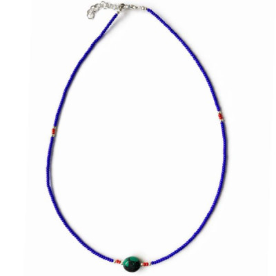 Colgante fino de lapislázuli y turquesa de Nepal - collar (42 cm)