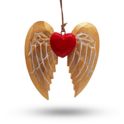 Asa e Coração de Anjo de Natal Dourados - Detalhe Branco