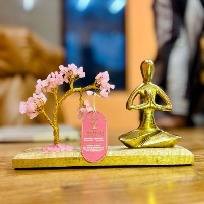 Jardim de Yoga – Árvore de Quartzo Rosa Namasté | Decoração Espiritual