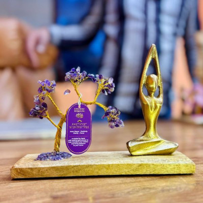 Jardim de Yoga com Ametista - Postura Sukhasana | Decoração Zen