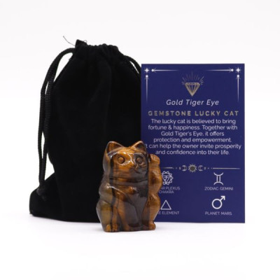Gema Gato da Sorte Olho de Tigre Dourado 50x35mm
