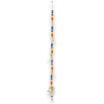 Campanas Indianas OM em Latão com Contas Chakra 53cm