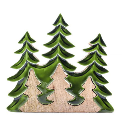 Decoração 3D em Madeira - Três Árvores - 20x23 cm