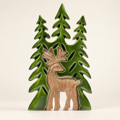 Decoração 3D em Madeira – Ciervo na Floresta 25x15cm