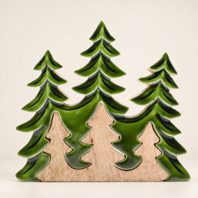 Decoração 3D em Madeira - Três Árvores - 20x23 cm